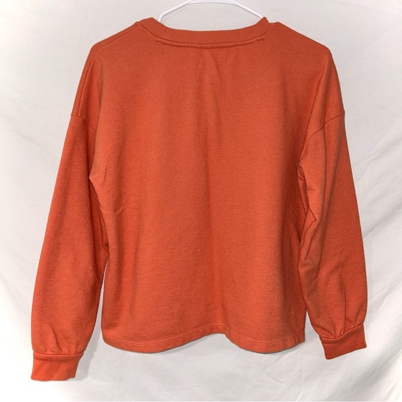 Madewell Women’s Rust Orange Long Sleeve Henley Terrycloth Button Tee Shirt - Picture 5 of 5